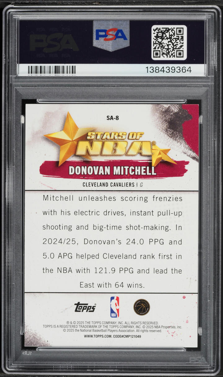 2025 Topps Stars Of The NBA Donovan Mitchell #SA-8 PSA 9 MINT