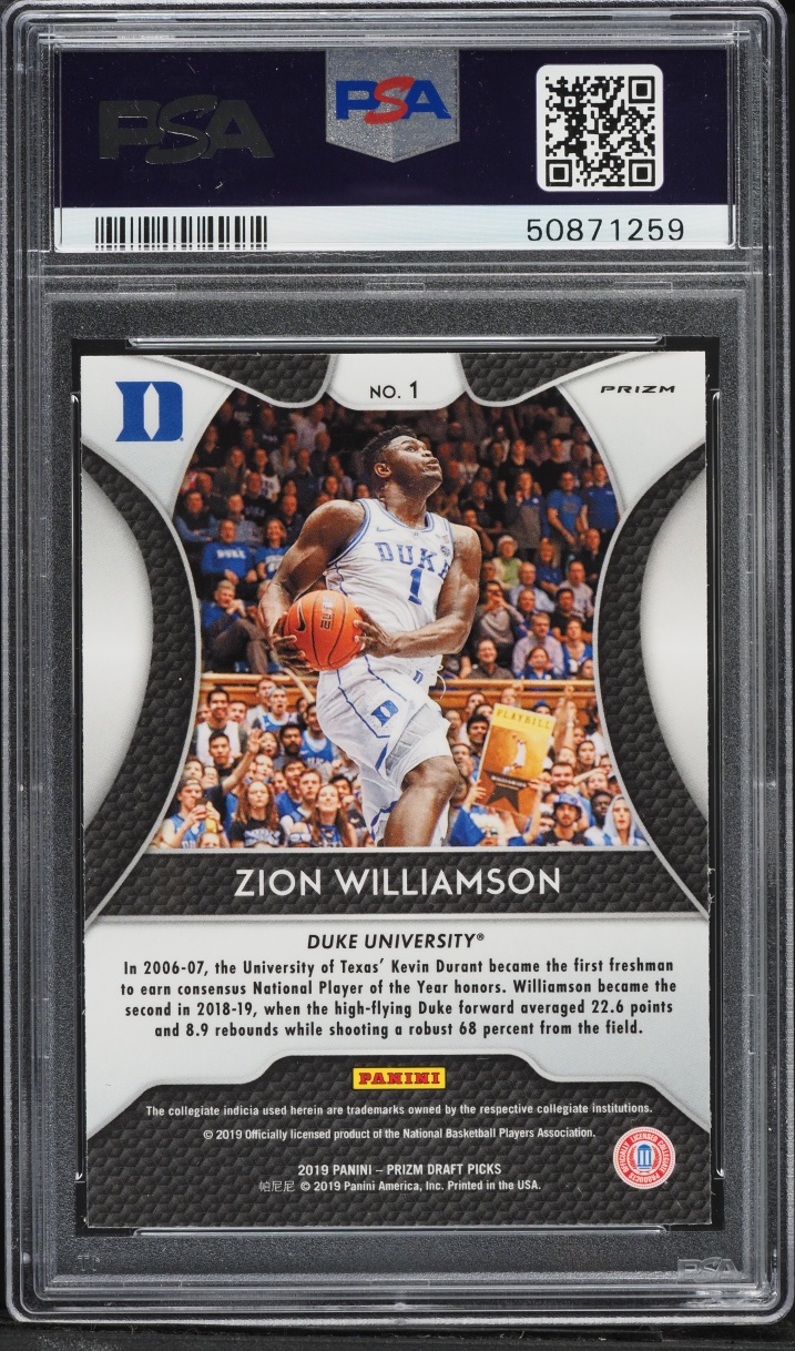 2019 Panini Prizm Draft Picks Pink Pulsar Zion Williamson ROOKIE #1 PSA 10 GEM MINT