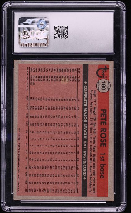 1981 Topps Pete Rose #180 CGC 6 EXMT