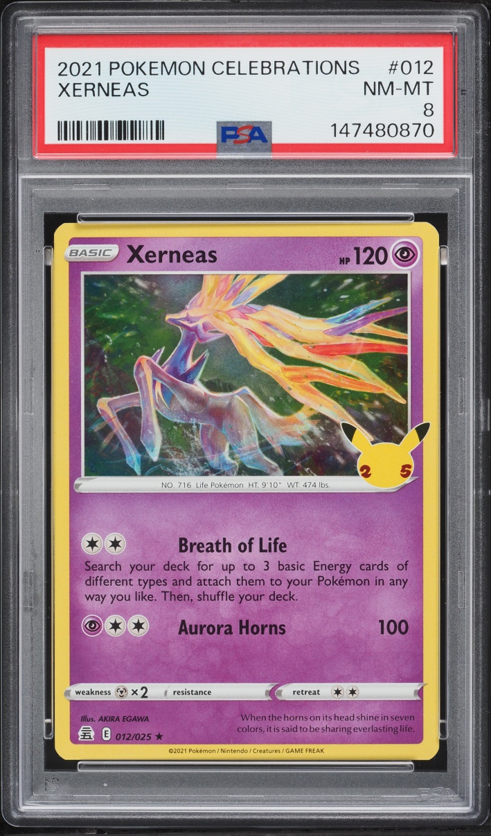 2021 Pokemon Sword & Shield Celebrations Holo Xerneas #12 PSA 8 NM-MT