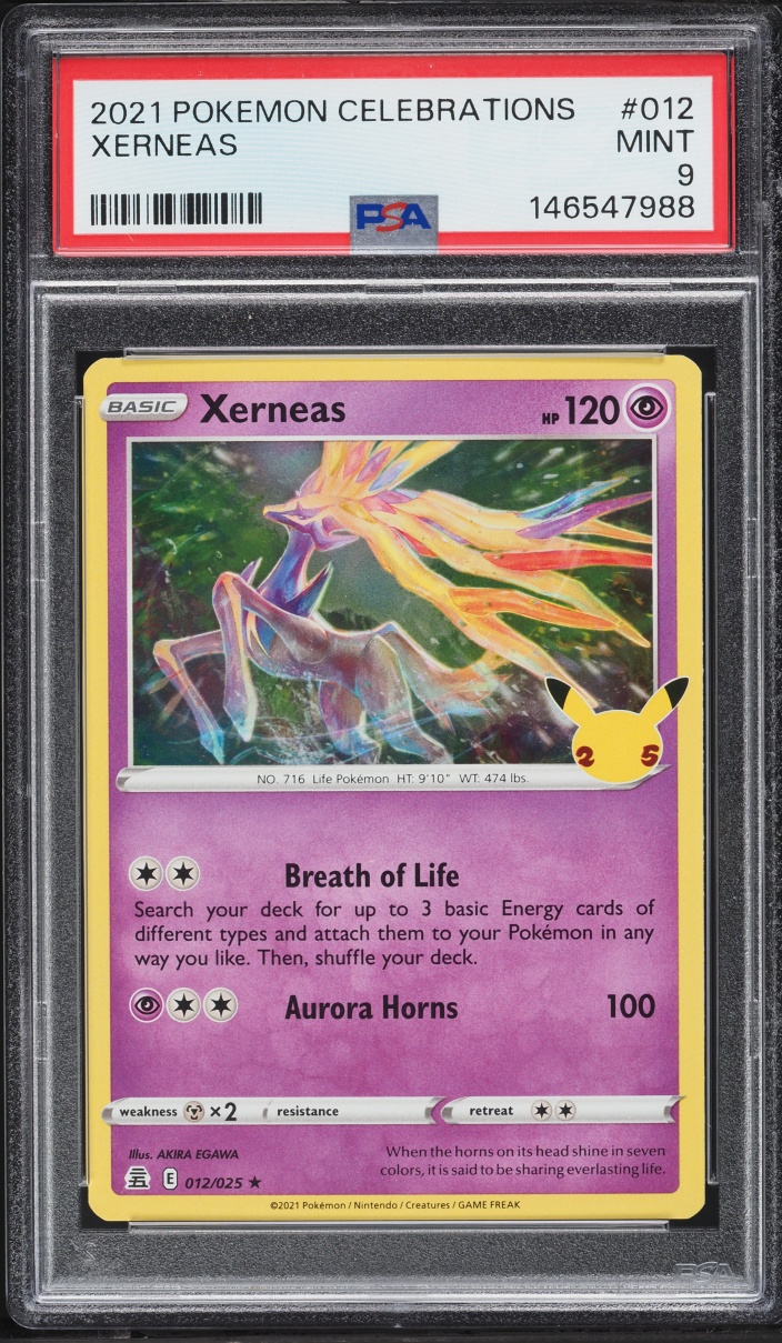 2021 Pokemon Sword & Shield Celebrations Holo Xerneas #12 PSA 9 MINT