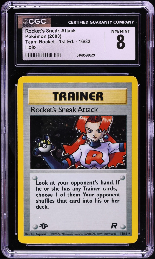 2000 Pokemon Team Rocket 1st Edition Holo Rocket's Sneak Attack #16 CGC 8 NM-MT