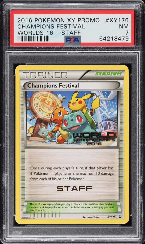 2016 Pokemon XY Black Star Promo Worlds 16 Staff Champions Festival #XY176 PSA 7