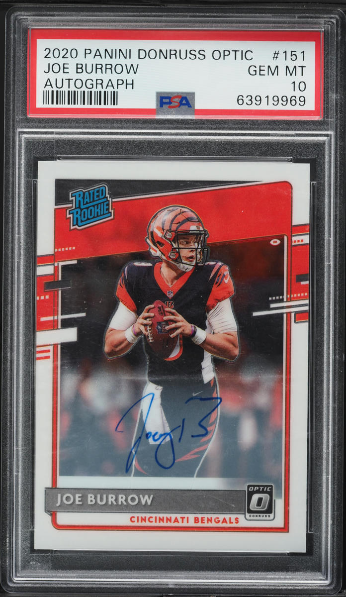 2020 Donruss Optic Joe Burrow ROOKIE AUTO /150 #151 PSA 10 GEM MINT