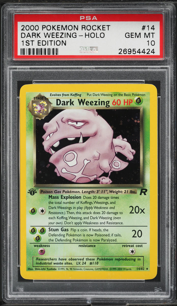 2000 Pokemon Team Rocket 1st Edition Holo Dark Weezing #14 PSA 10 GEM MINT