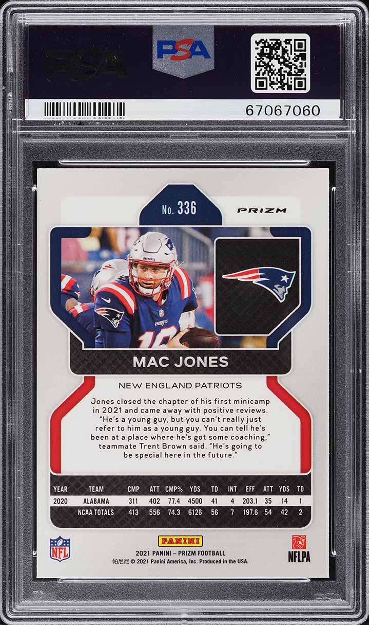 2021 Panini Prizm Pink Mac Jones ROOKIE #336 PSA 9 MINT