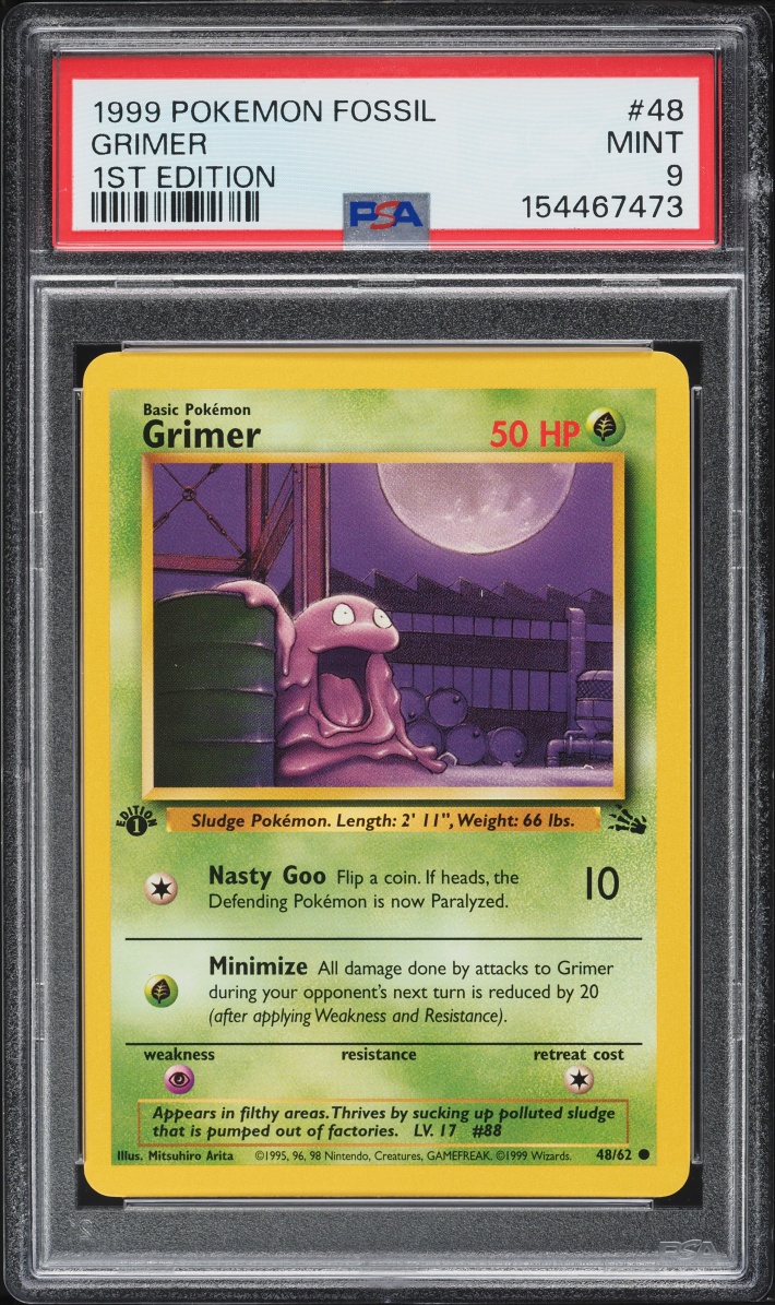 1999 Pokemon Fossil 1st Edition Grimer #48 PSA 9 MINT
