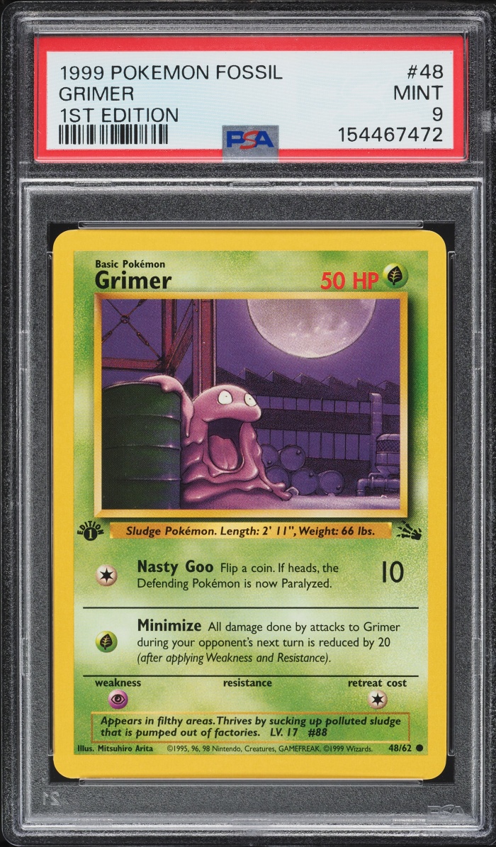 1999 Pokemon Fossil 1st Edition Grimer #48 PSA 9 MINT