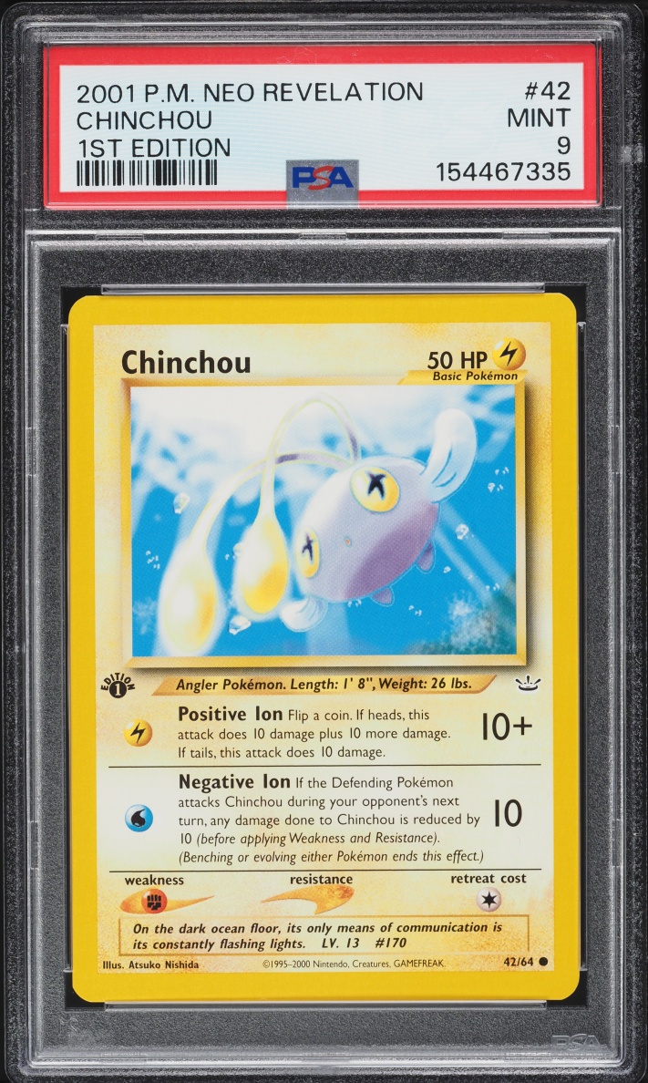 2001 Pokemon Neo Revelation 1st Edition Chinchou #42 PSA 9 MINT