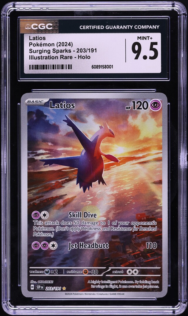 2024 Pokemon Scarlet & Violet Surging Sparks IR Latios #203 CGC 9.5 MINT+