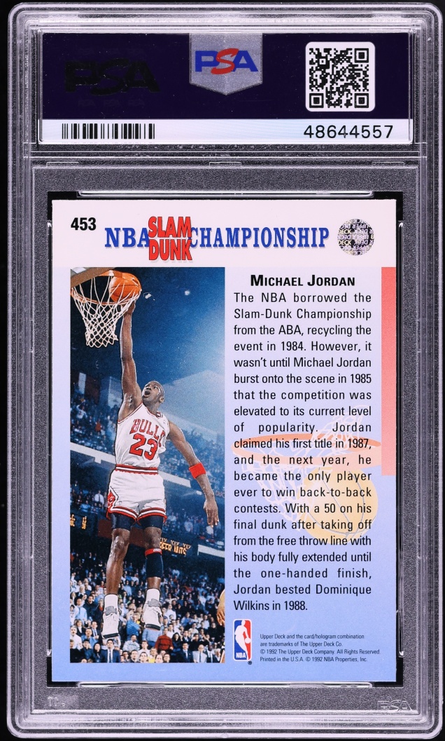 1992 Upper Deck Correct Champion In 87 & 88 Michael Jordan #453 PSA 10 GEM MINT