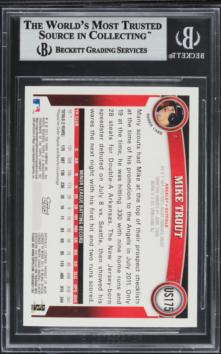2011 Topps Update Diamond Anniversary Mike Trout ROOKIE #US175 BGS 9 MINT