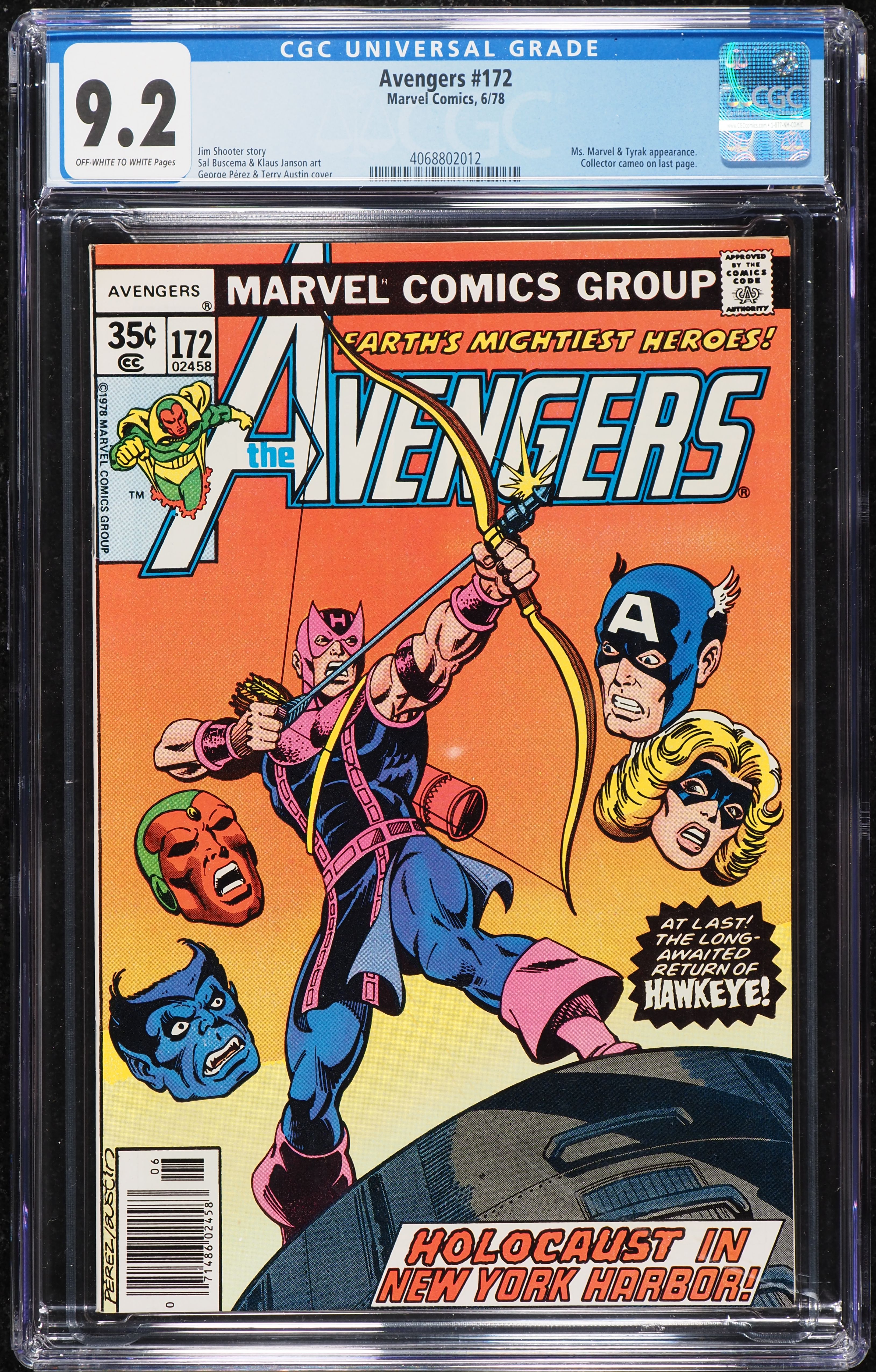 Avengers #172 (Marvel, 1978) CGC 9.2 Off-White To White Pages