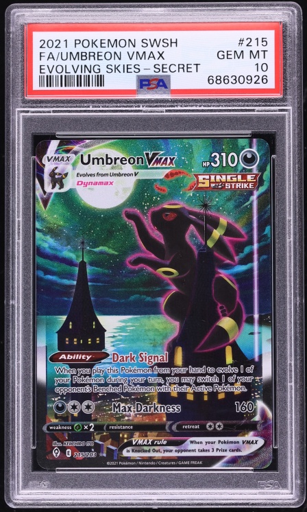 2021 Pokemon Sword & Shield Evolving Skies Alt Art Umbreon VMAX #215 PSA 10 GEM MINT