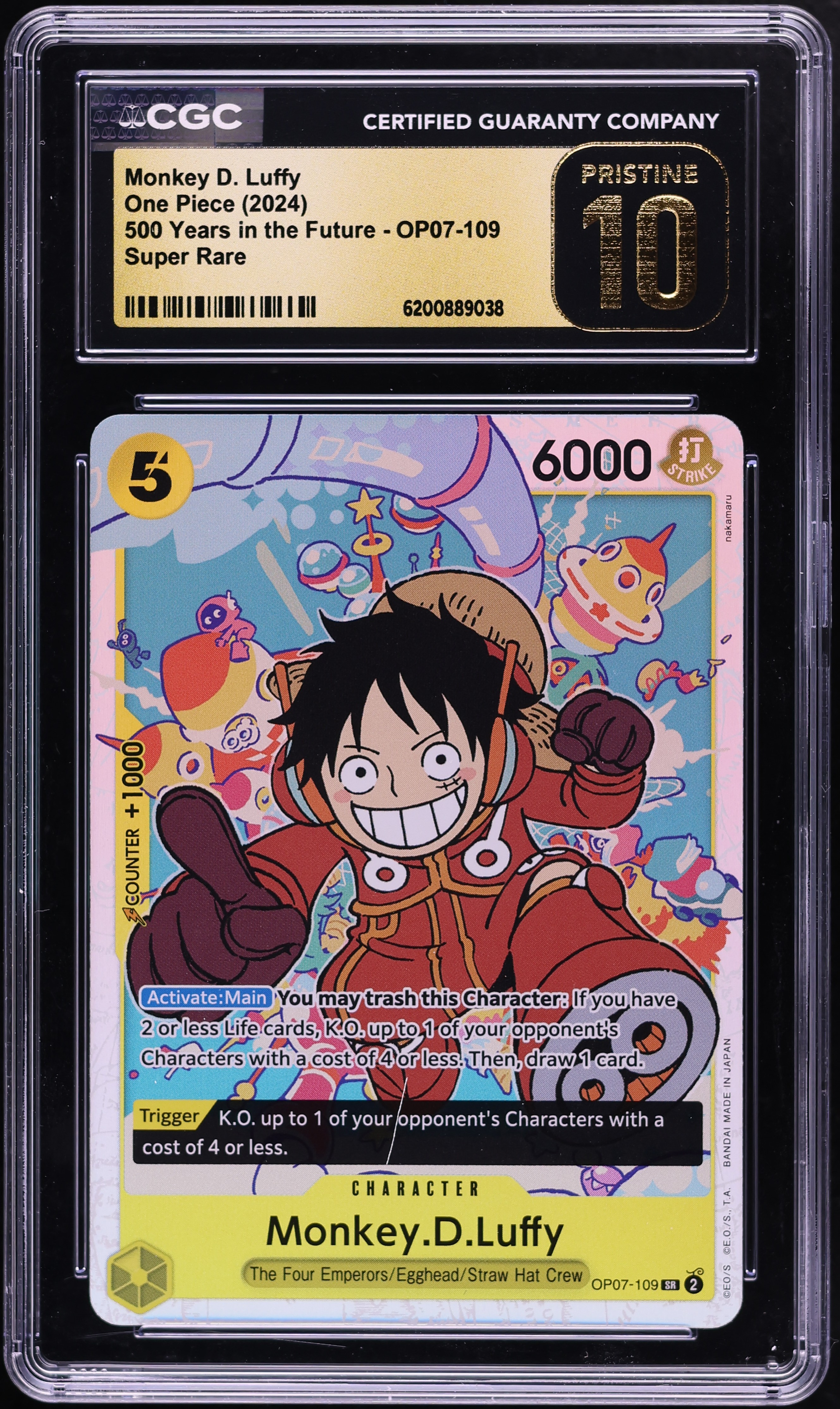2024 One Piece 500 Years In The Future SR Monkey D. Luffy #OP07-109 CGC 10 PRISTINE