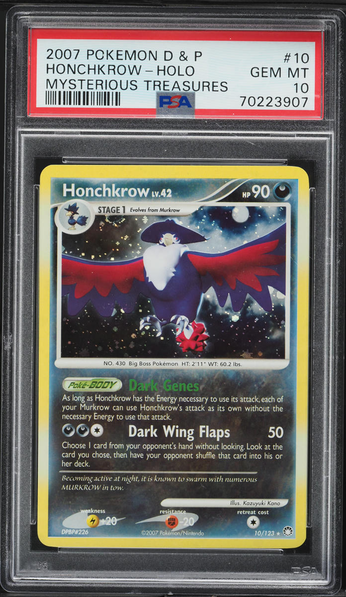2007 Pokemon DP Mysterious Treasures Holo Honchkrow #10 PSA 10 GEM MINT