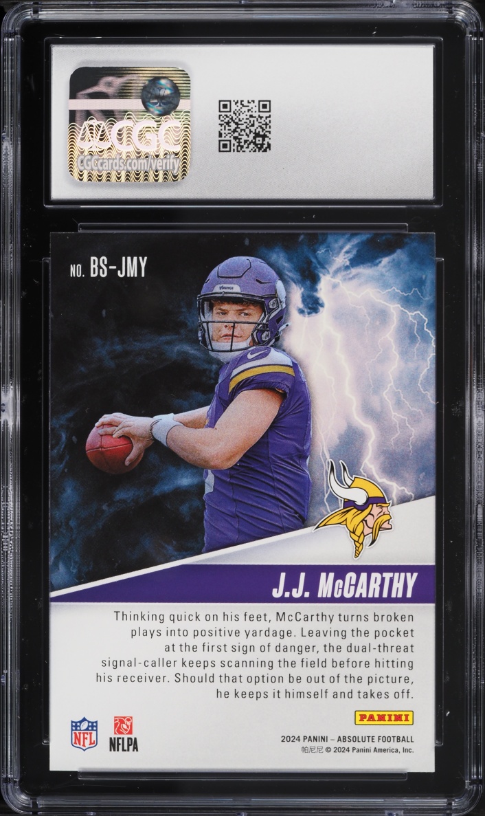 2024 Absolute By Storm J.J. McCarthy ROOKIE #BS-JMY CGC 9 MINT
