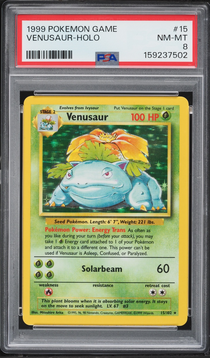 1999 Pokemon Base Set Holo Venusaur #15 PSA 8 NM-MT