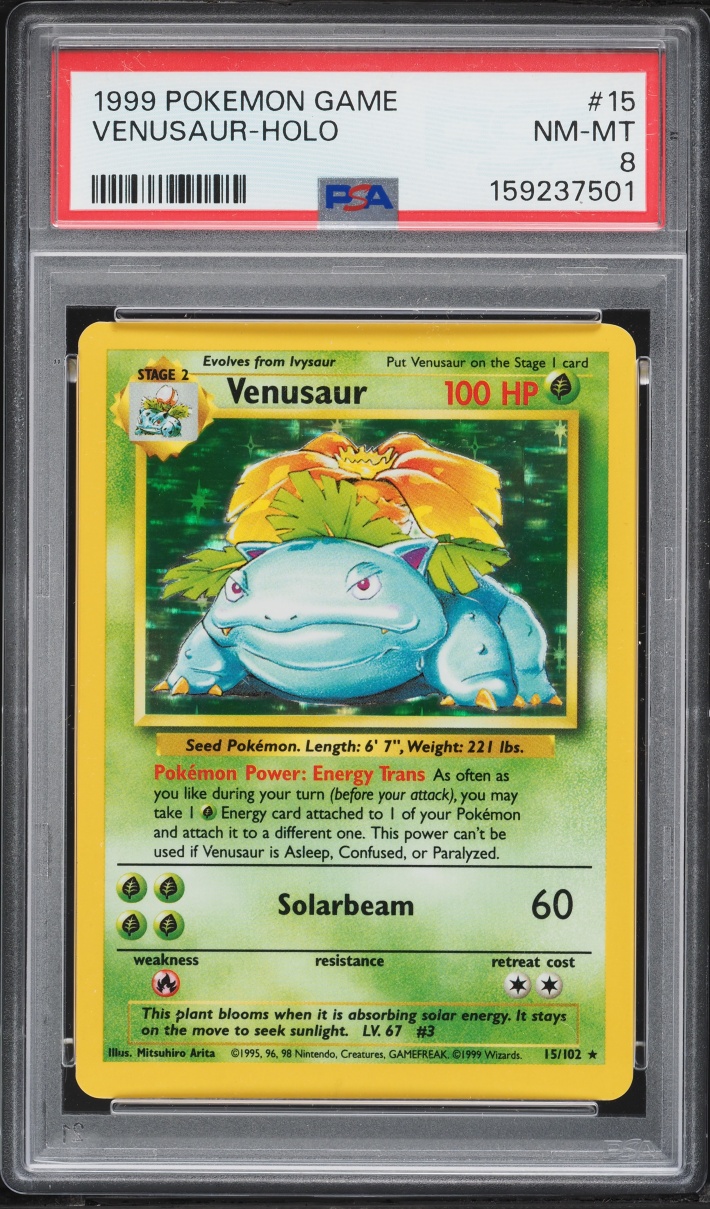1999 Pokemon Base Set Holo Venusaur #15 PSA 8 NM-MT