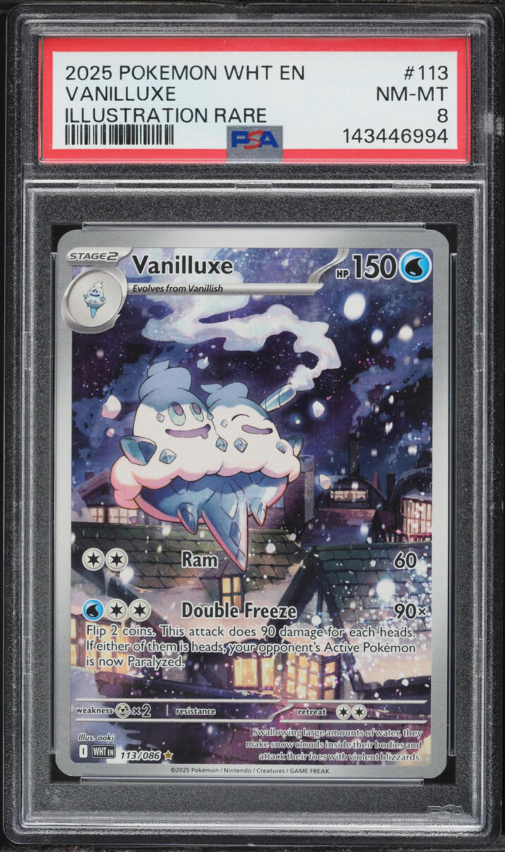2025 Pokemon Scarlet & Violet White Flare IR Vanilluxe #113 PSA 8 NM-MT