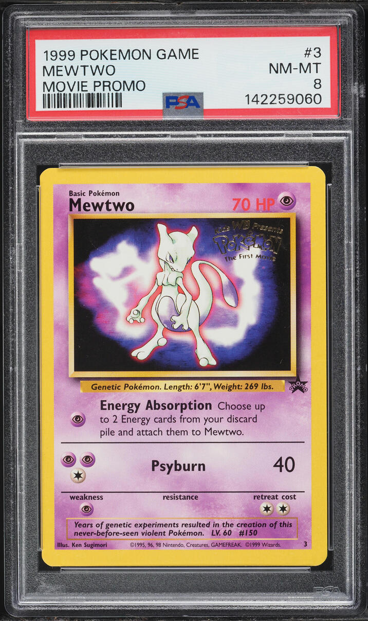 1999 Pokemon Base Set Promo Movie Mewtwo #3 PSA 8 NM-MT