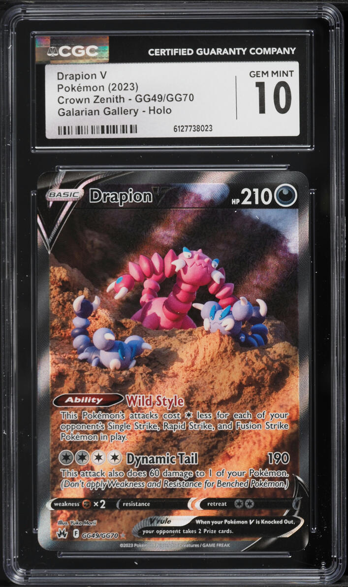 2023 Pokemon Sword & Shield Crown Zenith Alt Art Drapion V #GG49 CGC 10 GEM MINT