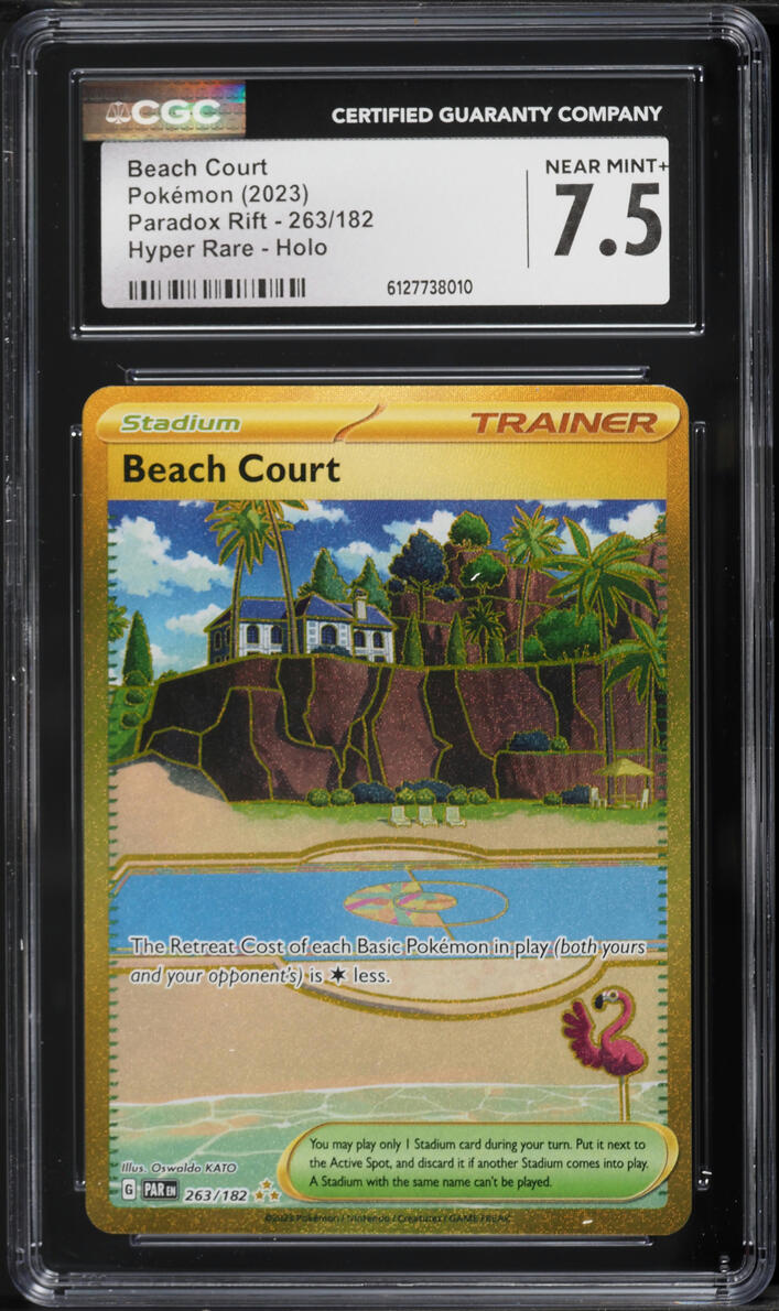 2023 Pokemon Scarlet & Violet Paradox Rift Gold Rare Beach Court #263 CGC 7.5 NRMT+