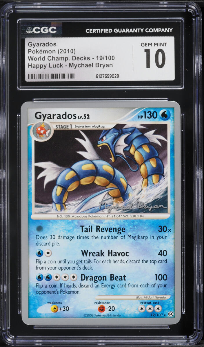 2010 Pokemon DP World Championships Happy Luck Mychael Bryan Gyarados #19 CGC 10 GEM MINT
