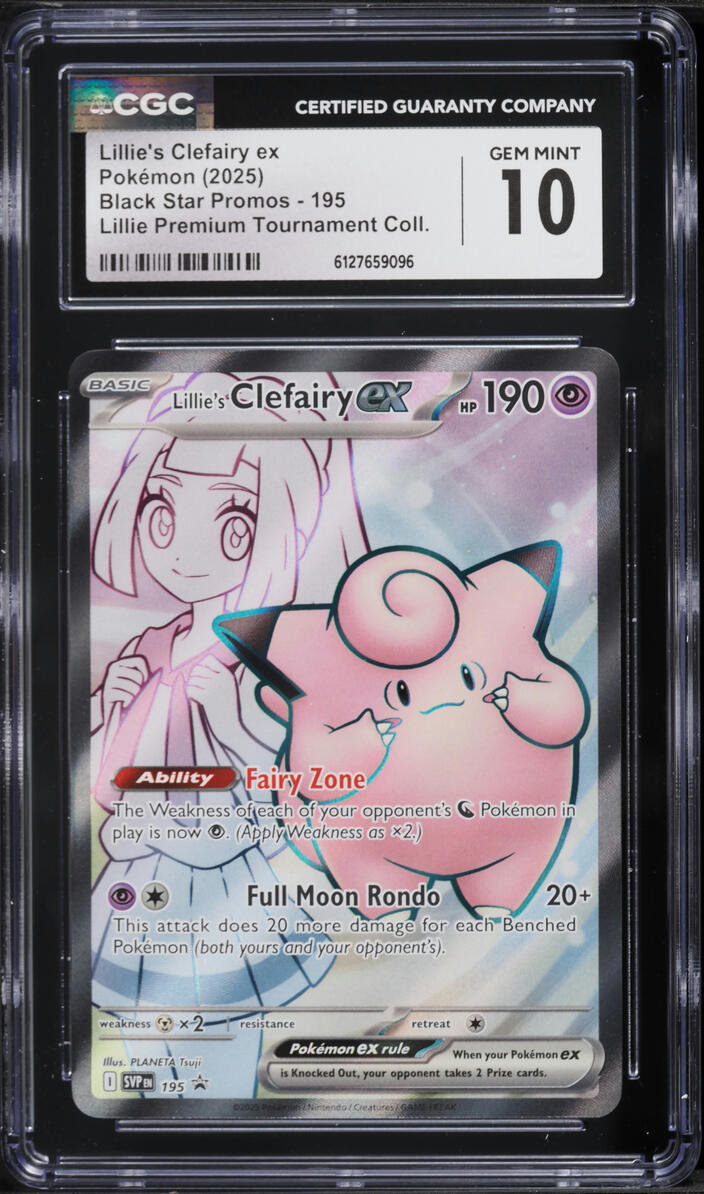 2025 Pokemon Scarlet & Violet Promo Premium Full Art Lillie's Clefairy ex #195 CGC 10 GEM MINT