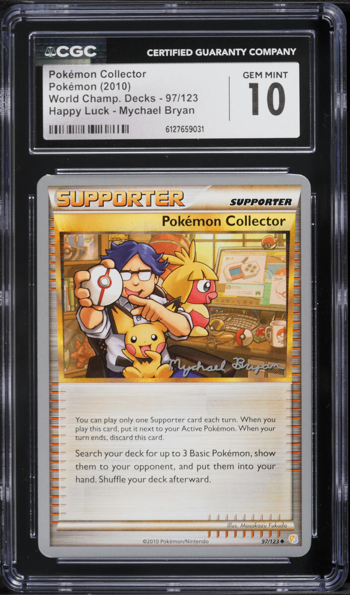 2010 Pokemon HGSS World Championships Happy Luck Mychael Bryan Pokemon Collector #97 CGC 10 GEM