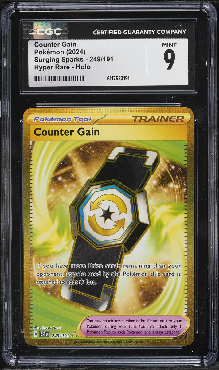 2024 Pokemon Scarlet & Violet Surging Sparks Gold Rare Counter Gain #249 CGC 9 MINT