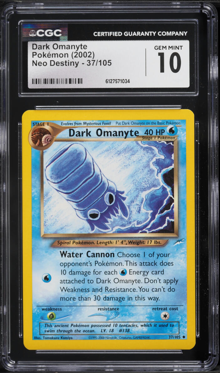 2002 Pokemon Neo Destiny Dark Omanyte #37 CGC 10 GEM MINT