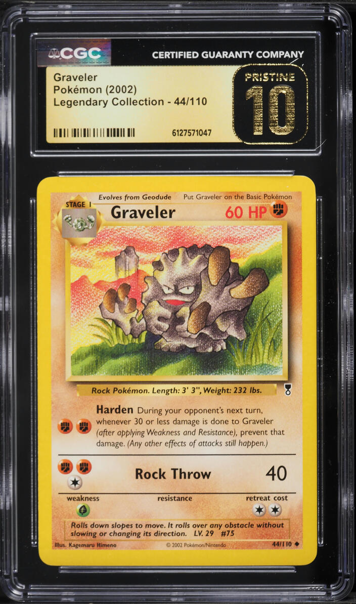 2002 Pokemon Legendary Collection Graveler #44 CGC 10 PRISTINE
