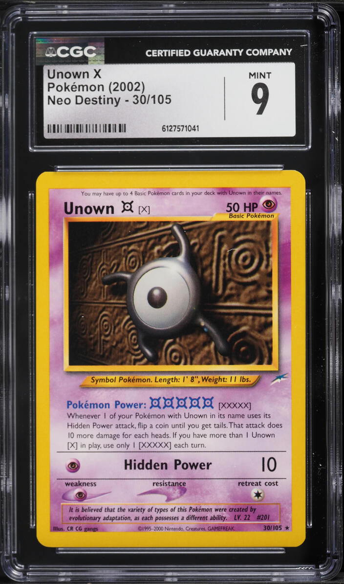 2002 Pokemon Neo Destiny Unown X #30 CGC 9 MINT