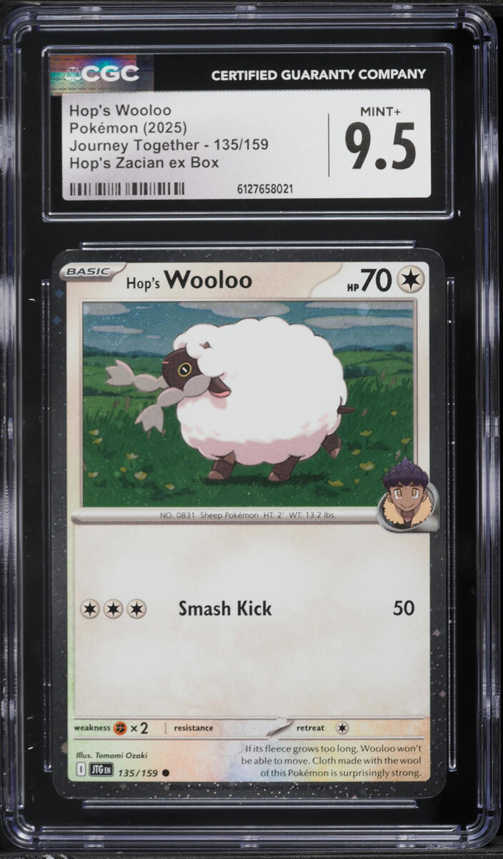 2025 Pokemon Scarlet & Violet Journey Together Hop's Wooloo #135 CGC 9.5 MINT+
