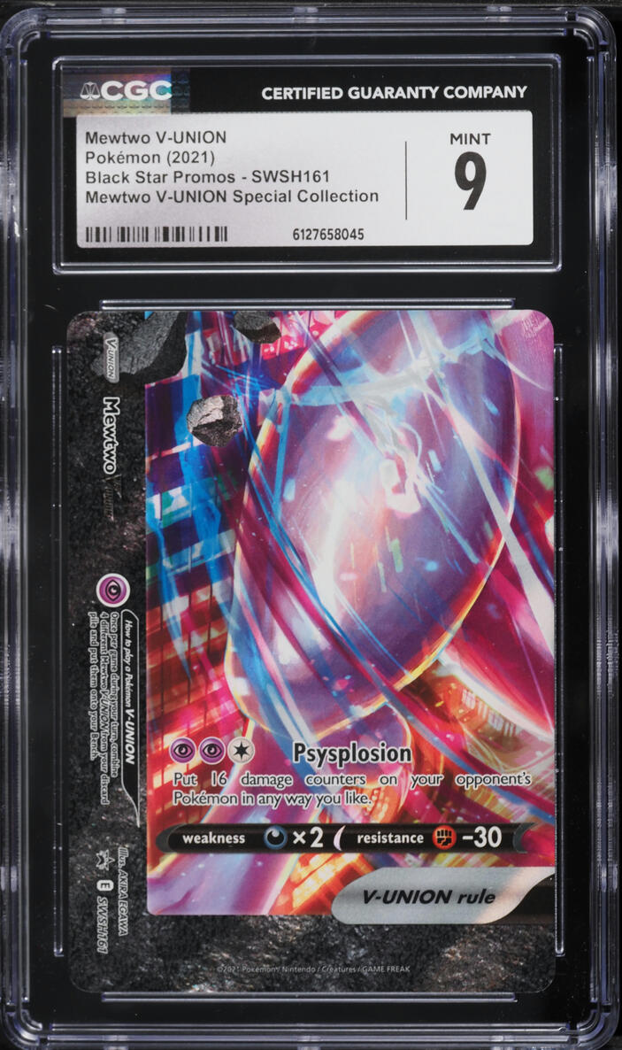 2021 Pokemon Sword & Shield Promo Special Collection Holo Mewtwo V-UNION #SWSH161 CGC 9 MINT