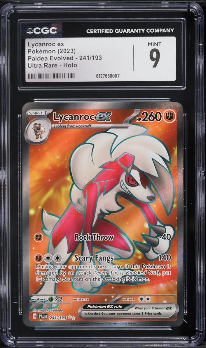 2023 Pokemon Scarlet & Violet Paldea Evolved Full Art Lycanroc ex #241 CGC 9 MINT