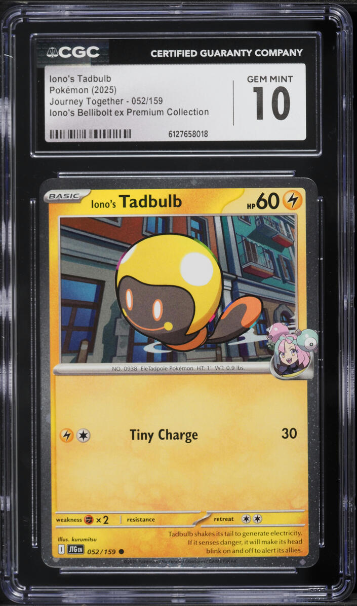 2025 Pokemon SV Journey Together Ex Premium Collection Iono's Tadbulb #52 CGC 10 GEM MINT