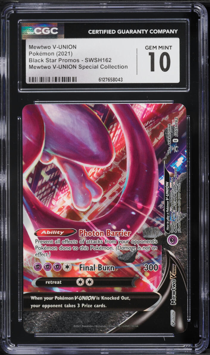 2021 Pokemon Sword & Shield Promo Special Collection Holo Mewtwo V-UNION #SWSH162 CGC 10 GEM