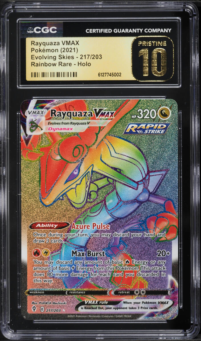 2021 Pokemon Sword & Shield Evolving Skies Rainbow Rare Rayquaza VMAX #217 CGC 10 PRISTINE