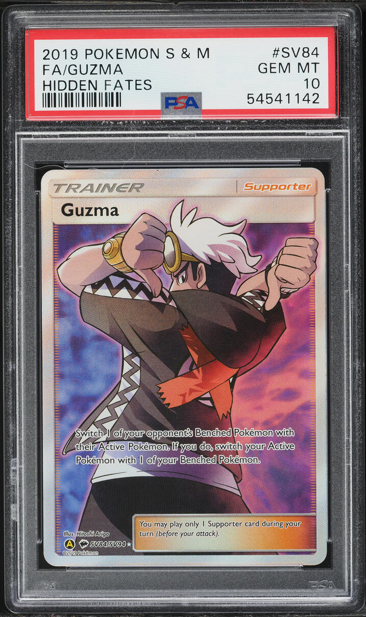 2019 Pokemon Sun & Moon Hidden Fates Full Art Guzma #SV84 PSA 10 GEM MINT