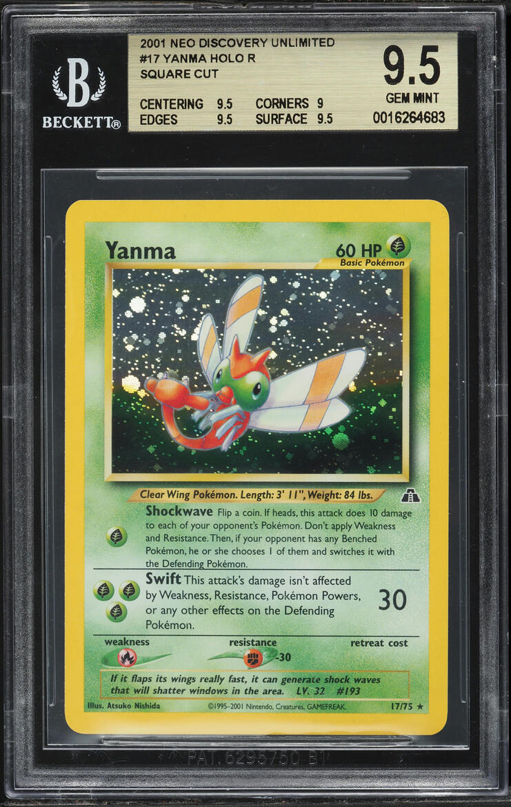 2001 Pokemon Neo Discovery Unlimited Holo Yanma #17 BGS 9.5 GEM MINT