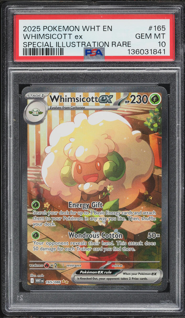 2025 Pokemon Scarlet & Violet White Flare SIR Whimsicott ex #165 PSA 10 GEM MINT