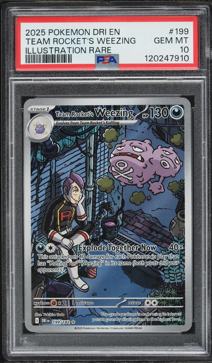2025 Pokemon Scarlet & Violet Destined Rivals IR Team Rocket's Weezing #199 PSA 10 GEM MINT