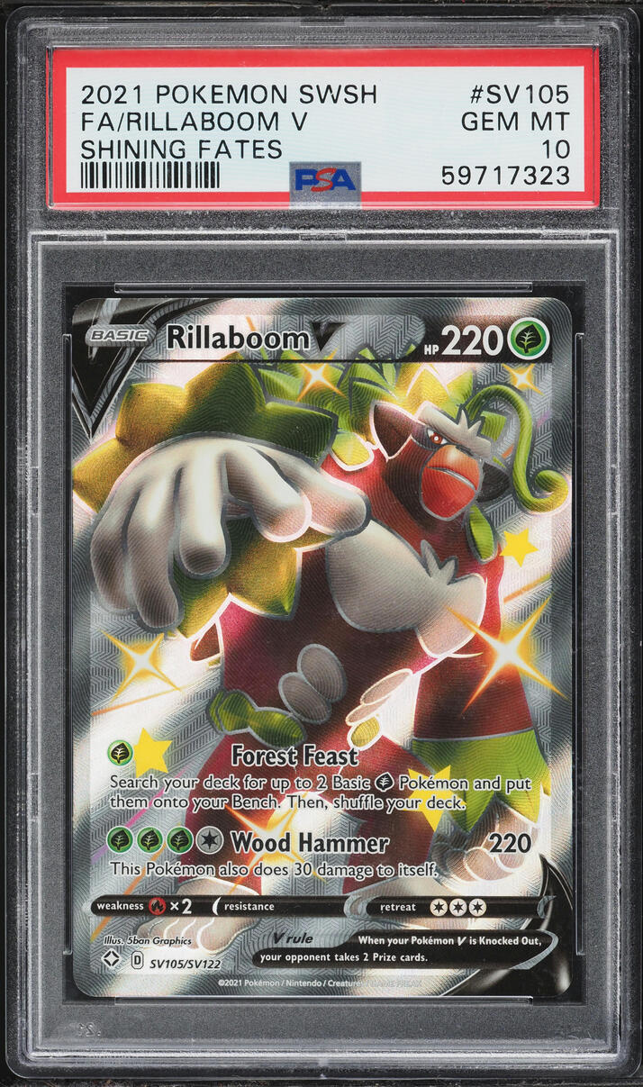 2021 Pokemon SWSH Shining Fates Shiny Rillaboom V #SV105 PSA 10 GEM MINT