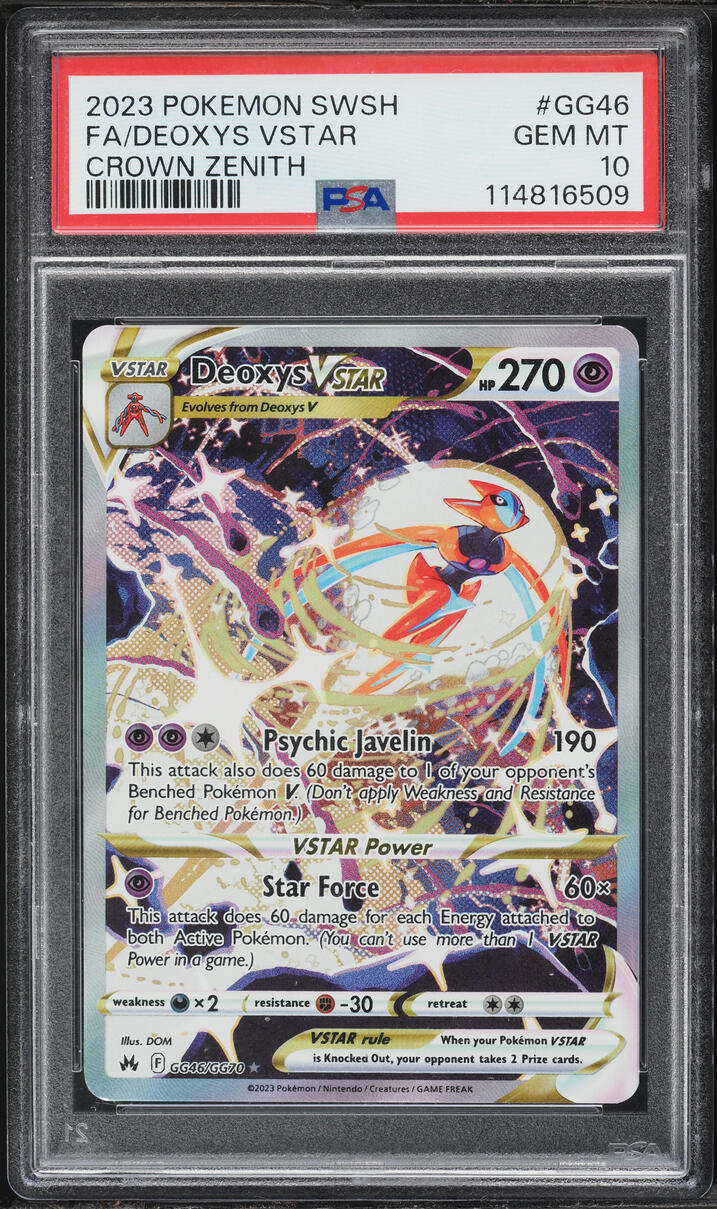 2023 Pokemon Sword & Shield Crown Zenith Full Art Deoxys VSTAR #GG46 PSA 10 GEM MINT