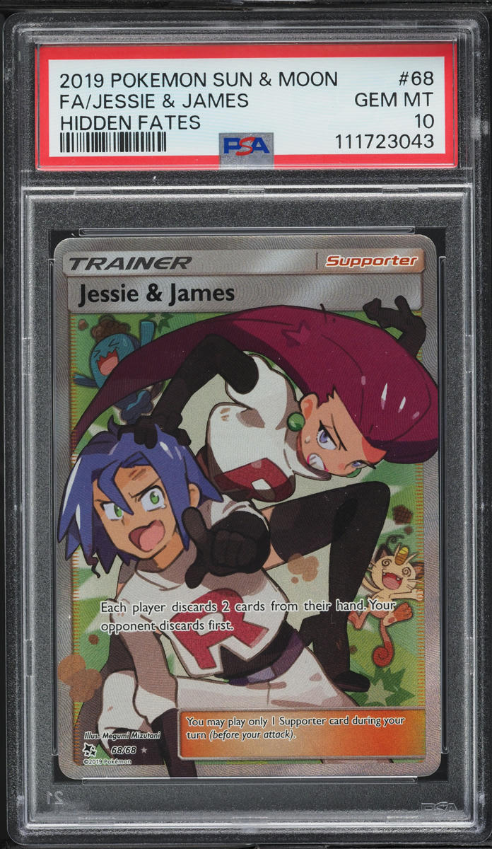 2019 Pokemon Sun & Moon Hidden Fates Full Art Jessie & James #68 PSA 10 GEM MINT