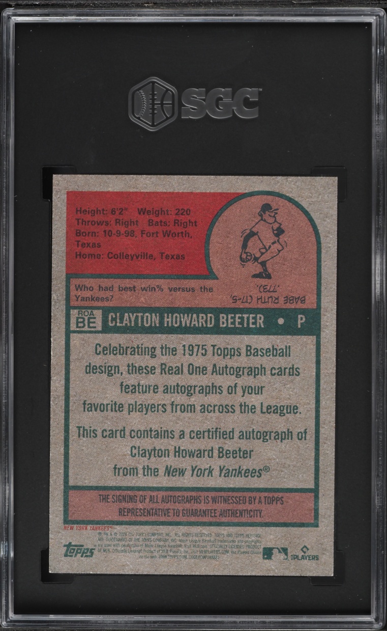 2024 Topps Heritage Real One Clayton Beeter ROOKIE AUTO #ROA-BE SGC 9 MINT