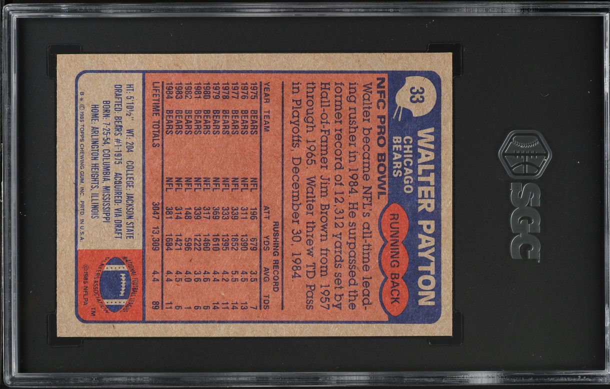 1985 Topps Football Walter Payton ALL-PRO #33 SGC 6.5 EXMT+