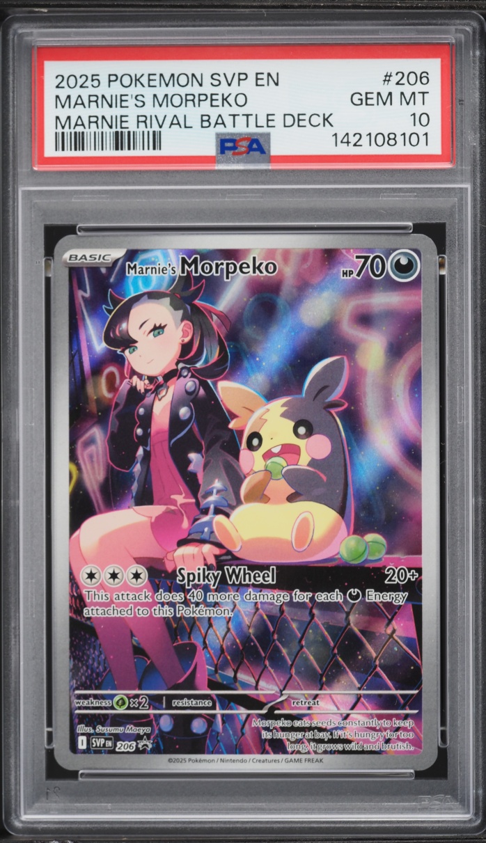 2025 Pokemon Scarlet & Violet Promo Rival Battle Deck Full Art Marnie's Morpeko #206 PSA 10 GEM